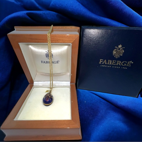 Authentic Faberge Egg 18K Ruby And Diamond Necklace - Picture 8 of 9